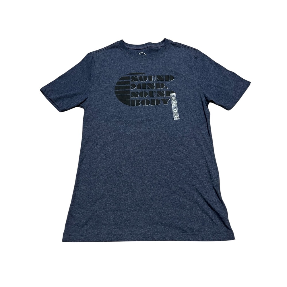 ASICS Men's CrewNeck Short Sleeve Sound Mind Sound Body Graphic Tee blue size XS
